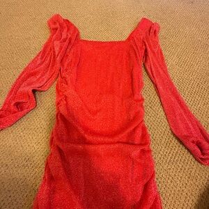 Elegant Red Long-Sleeve Dress